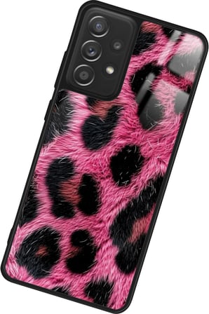 Samsung Galaxy A72 Uyumlu Pembe Leopar Tasarımlı Parlak Silikon Kılıf