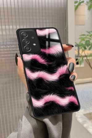Samsung Galaxy A72 Uyumlu Pembe Zebra Tasarımlı Parlak Silikon Kılıf