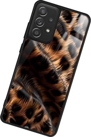 Samsung Galaxy A72 Uyumlu Kahverengi Leopar Tasarımlı Parlak Silikon Kılıf