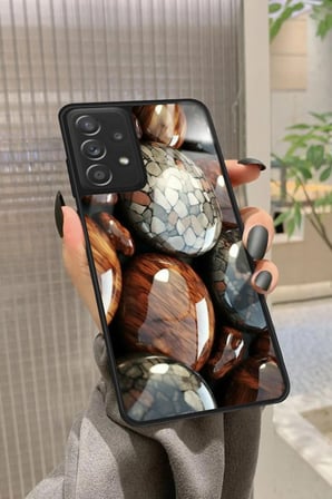 Samsung Galaxy A72 Uyumlu Kahverengi Taş Tasarımlı Parlak Silikon Kılıf
