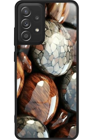 Samsung Galaxy A72 Uyumlu Kahverengi Taş Tasarımlı Parlak Silikon Kılıf