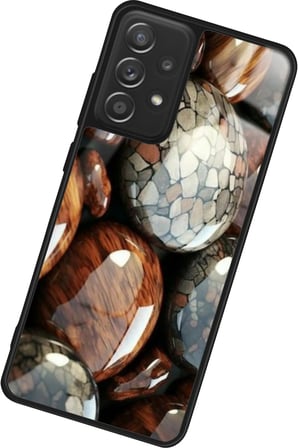 Samsung Galaxy A72 Uyumlu Kahverengi Taş Tasarımlı Parlak Silikon Kılıf