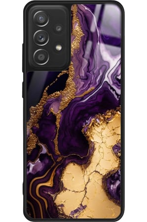 Samsung Galaxy A72 Uyumlu Mor Mermer Tasarımlı Parlak Silikon Kılıf