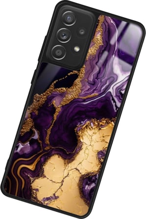 Samsung Galaxy A72 Uyumlu Mor Mermer Tasarımlı Parlak Silikon Kılıf