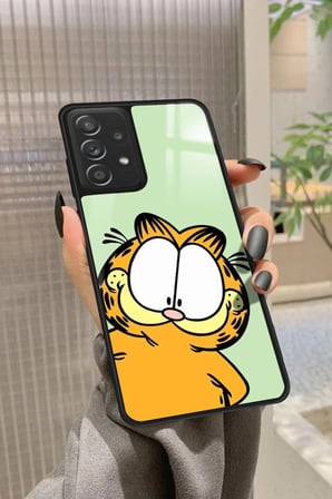 Samsung Galaxy A72 Uyumlu Garfield Tasarımlı Parlak Silikon Kılıf