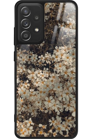 Samsung Galaxy A72 Uyumlu Beyaz Çiçek Tasarımlı Parlak Silikon Kılıf