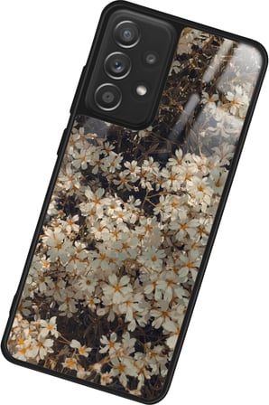 Samsung Galaxy A72 Uyumlu Beyaz Çiçek Tasarımlı Parlak Silikon Kılıf