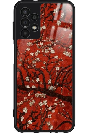 Samsung Galaxy A73 Uyumlu Van Gogh Kırmızı Ağaç Tablo Tasarımlı Parlak Silikon Kılıf