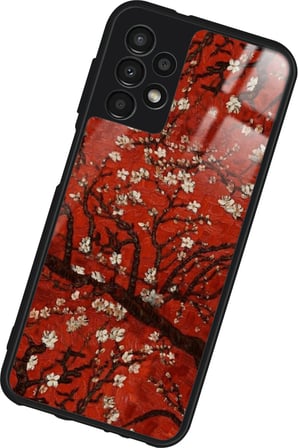 Samsung Galaxy A73 Uyumlu Van Gogh Kırmızı Ağaç Tablo Tasarımlı Parlak Silikon Kılıf