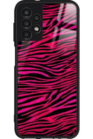 Samsung Galaxy A73 Uyumlu Pembe Zebra Tasarımlı Parlak Silikon Kılıf