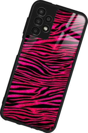 Samsung Galaxy A73 Uyumlu Pembe Zebra Tasarımlı Parlak Silikon Kılıf