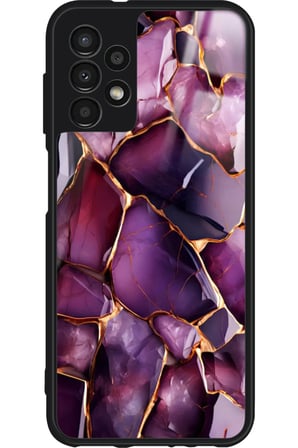 Samsung Galaxy A73 Uyumlu Mor Mermer Tasarımlı Parlak Silikon Kılıf