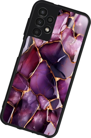 Samsung Galaxy A73 Uyumlu Mor Mermer Tasarımlı Parlak Silikon Kılıf