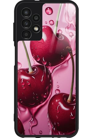 Samsung Galaxy A73 Uyumlu Kiraz Tasarımlı Parlak Silikon Kılıf