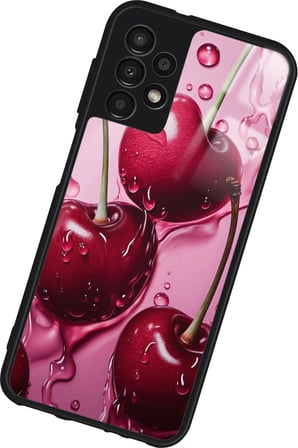 Samsung Galaxy A73 Uyumlu Kiraz Tasarımlı Parlak Silikon Kılıf