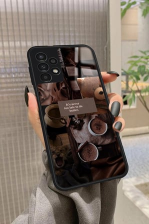 Samsung Galaxy A73 Uyumlu Kahverengi Poster Tasarımlı Parlak Silikon Kılıf