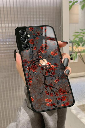 Samsung Galaxy M34 Uyumlu Van Gogh Kırmızı Ağaç Tablo Tasarımlı Parlak Silikon Kılıf