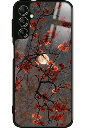 Samsung Galaxy M34 Uyumlu Van Gogh Kırmızı Ağaç Tablo Tasarımlı Parlak Silikon Kılıf