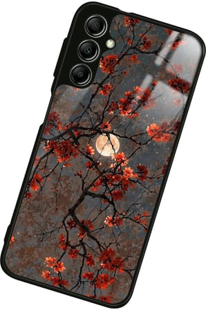Samsung Galaxy M34 Uyumlu Van Gogh Kırmızı Ağaç Tablo Tasarımlı Parlak Silikon Kılıf