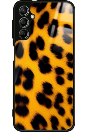 Samsung Galaxy M34 Uyumlu Sarı Leopar Tasarımlı Parlak Silikon Kılıf