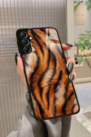 Samsung Galaxy M34 Uyumlu Sarı Leopar Tasarımlı Parlak Silikon Kılıf