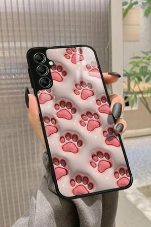 Samsung Galaxy M34 Uyumlu Pembe Kedi Patisi Tasarımlı Parlak Silikon Kılıf
