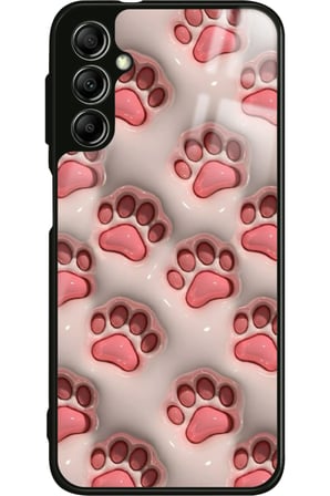 Samsung Galaxy M34 Uyumlu Pembe Kedi Patisi Tasarımlı Parlak Silikon Kılıf