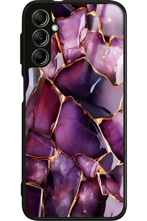 Samsung Galaxy M34 Uyumlu Mor Mermer Tasarımlı Parlak Silikon Kılıf