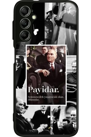 Samsung Galaxy M34 Uyumlu Atatürk Poster Tasarımlı Parlak Silikon Kılıf