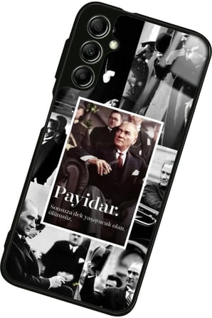 Samsung Galaxy M34 Uyumlu Atatürk Poster Tasarımlı Parlak Silikon Kılıf