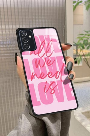 Samsung Galaxy M52 Uyumlu Love Yazılı Parlak Silikon Kılıf