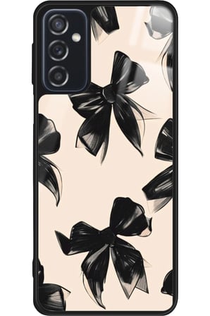 Samsung Galaxy M52 Uyumlu Siyah Kurdele Tasarımlı Parlak Silikon Kılıf