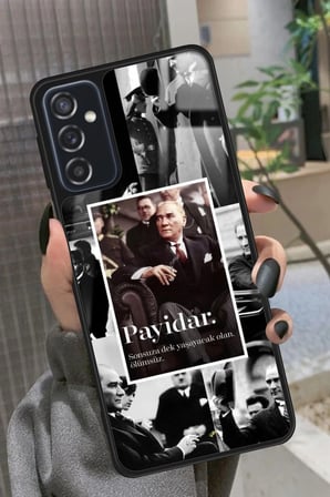 Samsung Galaxy M52 Uyumlu Atatürk Poster Tasarımlı Parlak Silikon Kılıf