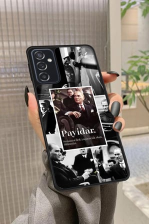 Samsung Galaxy M52 Uyumlu Atatürk Poster Tasarımlı Parlak Silikon Kılıf