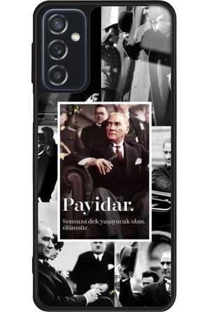 Samsung Galaxy M52 Uyumlu Atatürk Poster Tasarımlı Parlak Silikon Kılıf