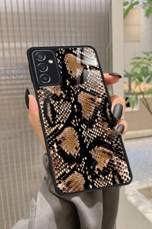 Samsung Galaxy M52 Uyumlu Yılan Derisi Tasarımlı Parlak Silikon Kılıf
