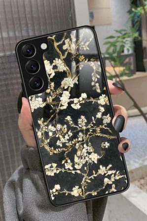 Samsung Galaxy S22 Uyumlu Van Gogh Siyah Ağaç Tablo Tasarımlı Parlak Silikon Kılıf