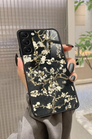Samsung Galaxy S22 Uyumlu Van Gogh Siyah Ağaç Tablo Tasarımlı Parlak Silikon Kılıf