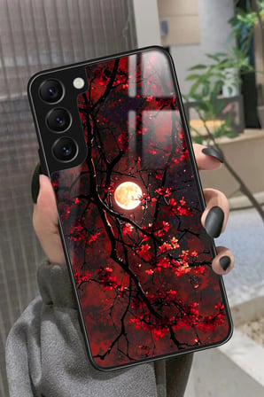Samsung Galaxy S22 Uyumlu Van Gogh Kırmızı Ağaç Tablo Tasarımlı Parlak Silikon Kılıf