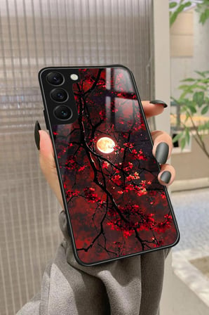 Samsung Galaxy S22 Uyumlu Van Gogh Kırmızı Ağaç Tablo Tasarımlı Parlak Silikon Kılıf