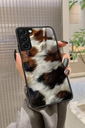 Samsung Galaxy S22 Uyumlu Kahverengi Leopar Tasarımlı Parlak Silikon Kılıf