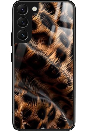 Samsung Galaxy S22 Uyumlu Kahverengi Leopar Tasarımlı Parlak Silikon Kılıf