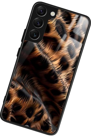 Samsung Galaxy S22 Uyumlu Kahverengi Leopar Tasarımlı Parlak Silikon Kılıf