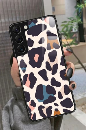 Samsung Galaxy S22 Uyumlu Karışık Renkli Leopar Tasarımlı Parlak Silikon Kılıf