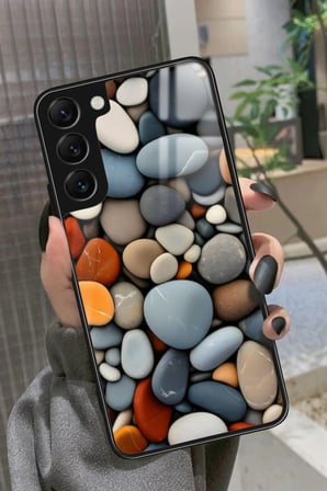 Samsung Galaxy S22 Uyumlu Renkli Taş Tasarımlı Parlak Silikon Kılıf