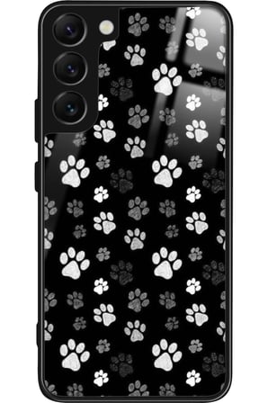 Samsung Galaxy S22 Uyumlu Siyah-Beyaz Kedi Patisi Tasarımlı Parlak Silikon Kılıf
