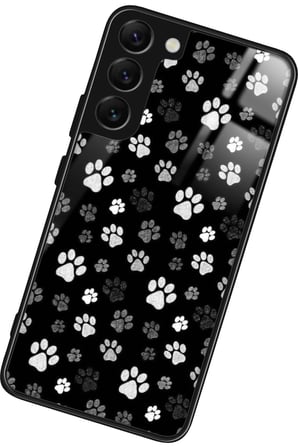 Samsung Galaxy S22 Uyumlu Siyah-Beyaz Kedi Patisi Tasarımlı Parlak Silikon Kılıf