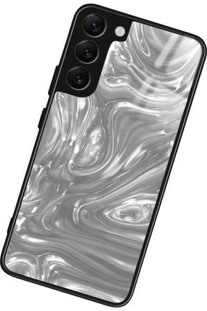 Samsung Galaxy S22 Uyumlu Beyaz Tasarımlı Parlak Silikon Kılıf