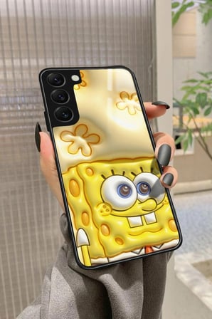 Samsung Galaxy S22 Uyumlu Sunger Bob Tasarımlı Parlak Silikon Kılıf
