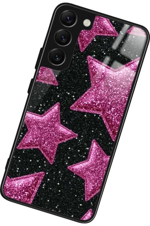 Samsung Galaxy S22 Uyumlu Pembe Yıldız Tasarımlı Parlak Silikon Kılıf